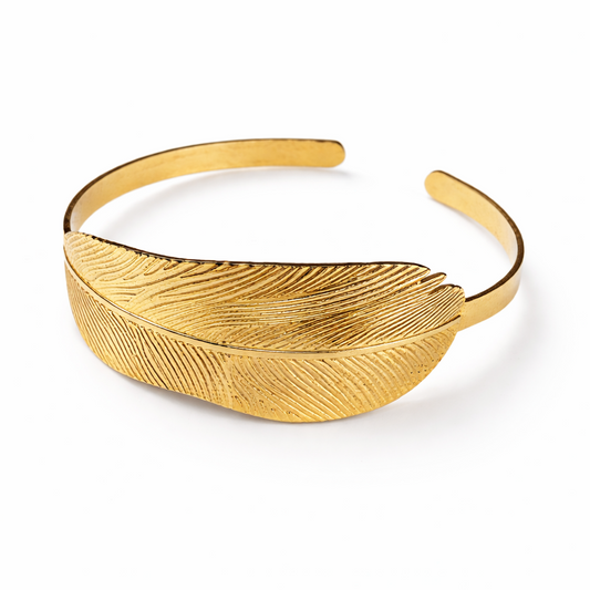 Single Feather Cuff in Gold