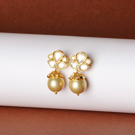 Flower Kundan Pearl Earrings