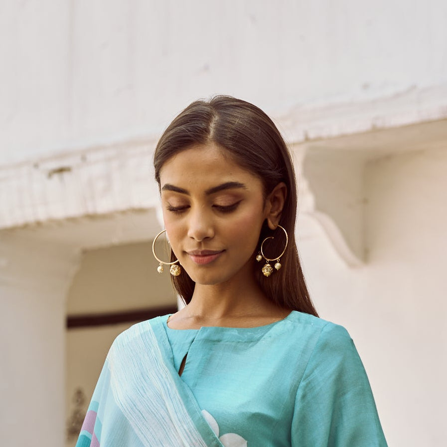 Spiral Hoops with Kundan Beads