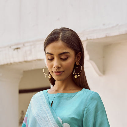 Spiral Hoops with Kundan Beads