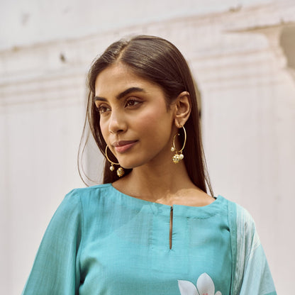 Spiral Hoops with Kundan Beads