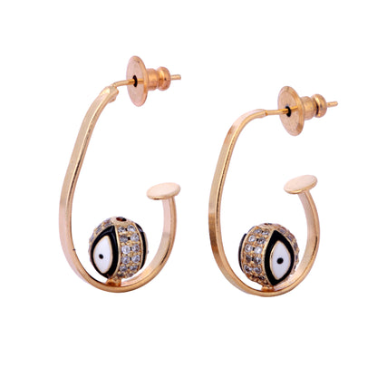 Black Evil Eye Gold Earring
