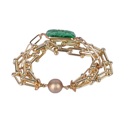 Green Carving Magnet Bracelet