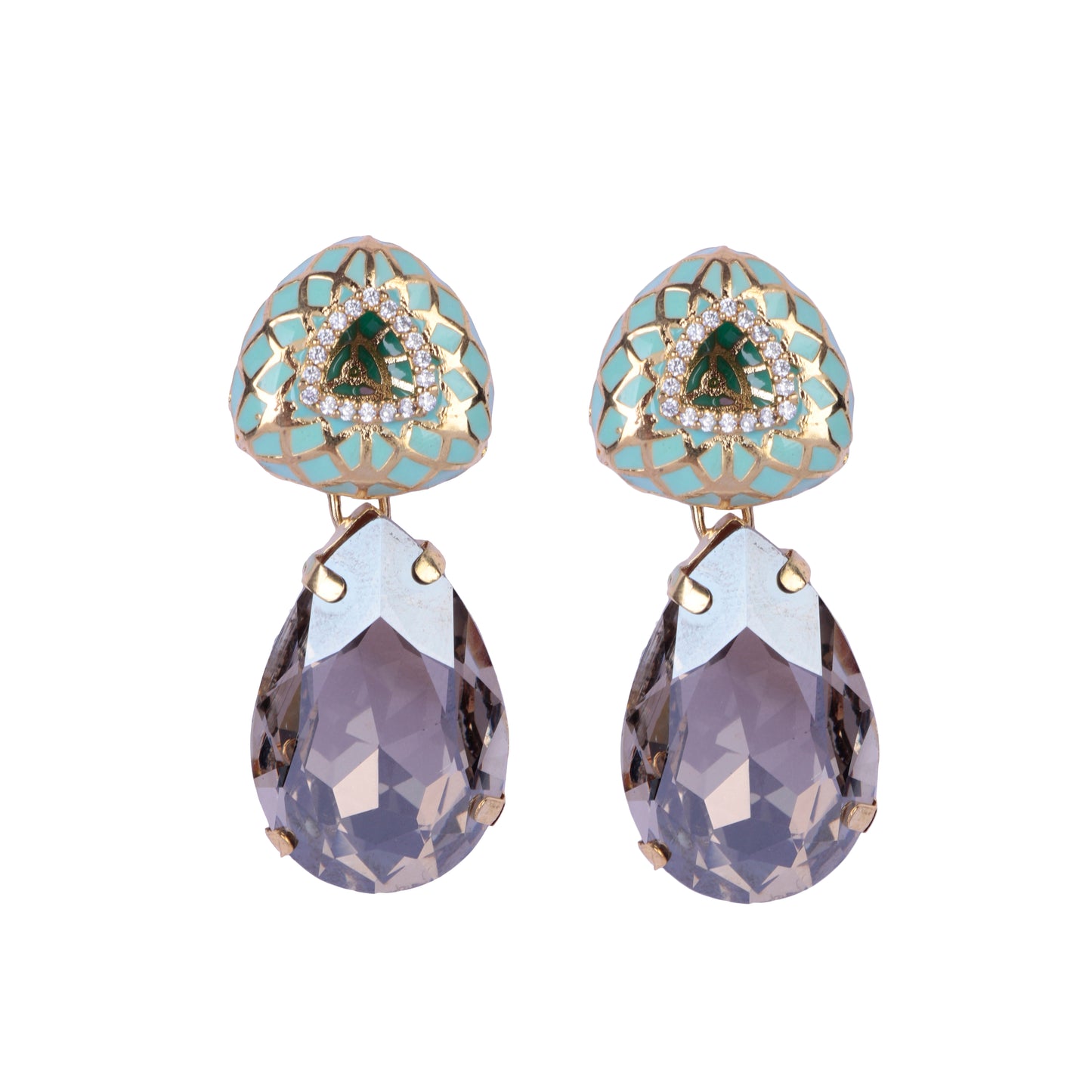 Aqua Enamel with Crystal Stud