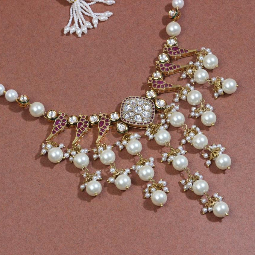 Kundan Birds, Pearl Jhallar Necklace