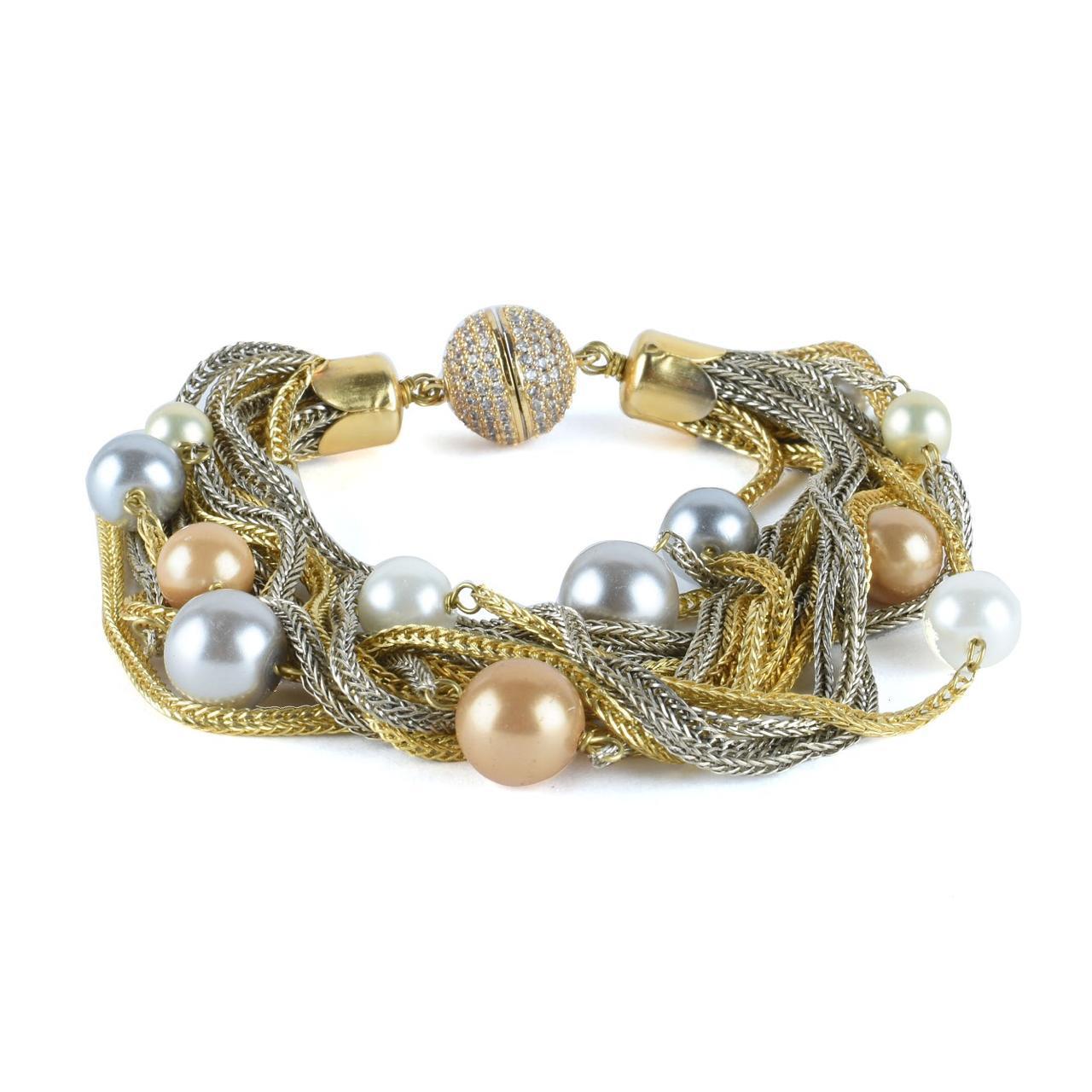 Multi Pearls Chains Swarovski Magnet Bracelet