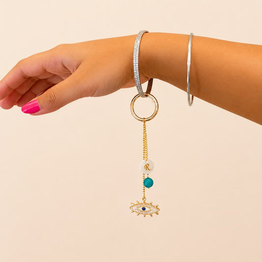 Initial evil eye loomba/ Bag Charm