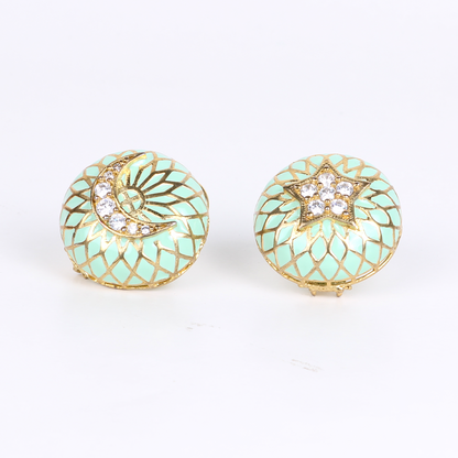 Enamel Star + Moon Studs