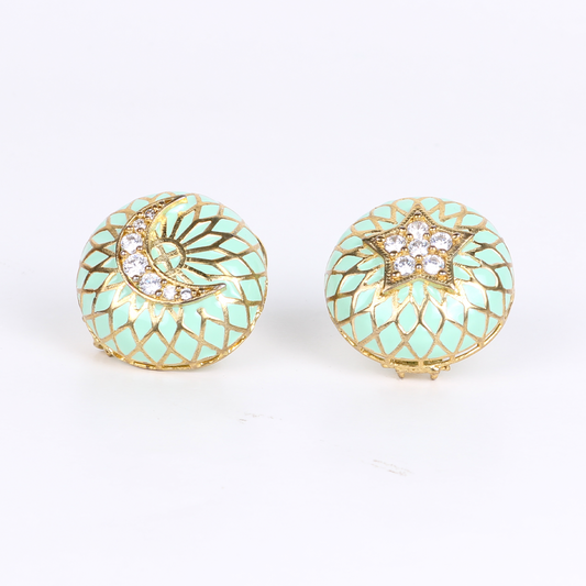 Enamel Star + Moon Studs