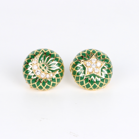 Enamel Star + Moon Studs