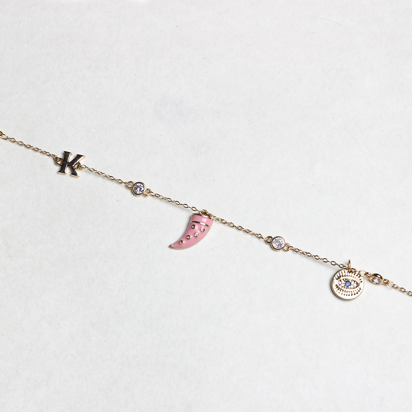 Swarovski Chain with Dagger Initial Necklace