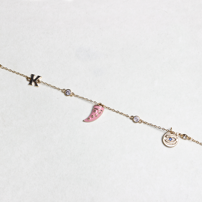 Swarovski Chain with Dagger Initial Necklace