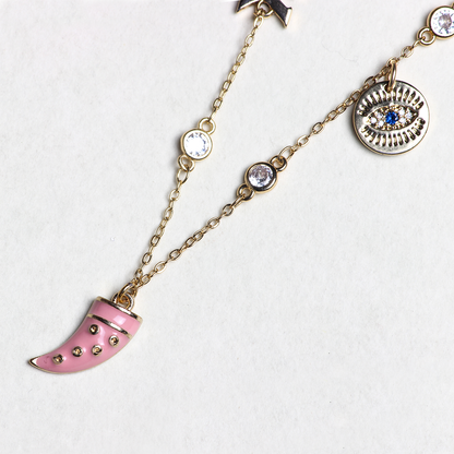 Swarovski Chain with Dagger Initial Necklace