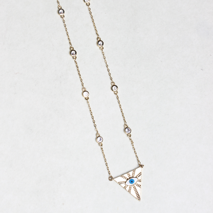 Swarovski Chain with Triangle Evil Eye Necklace