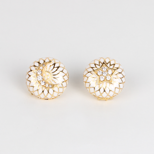 Enamel Star + Moon Studs