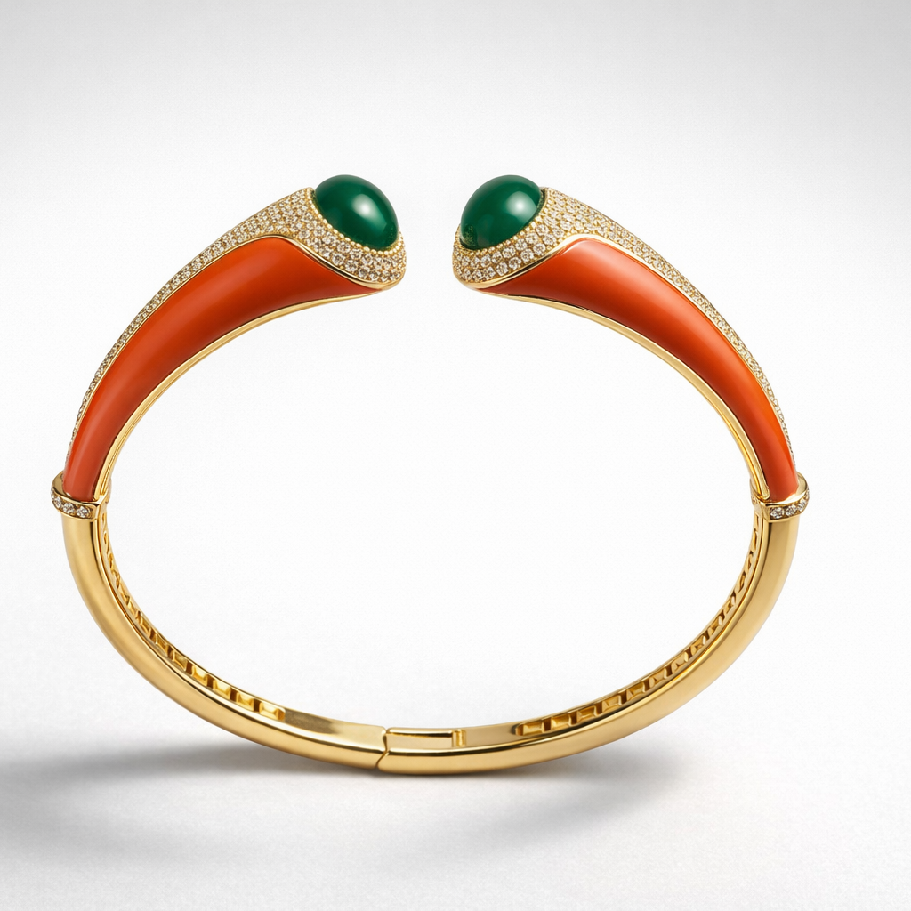 Coral With Emerald Bangle Bangles