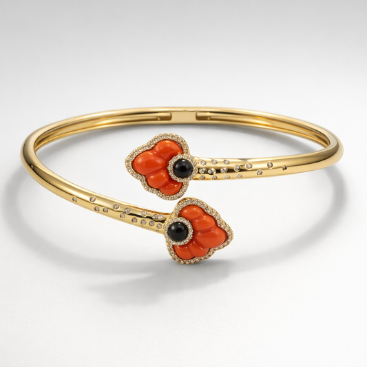 Coral With Black Liza Bangle Bangles