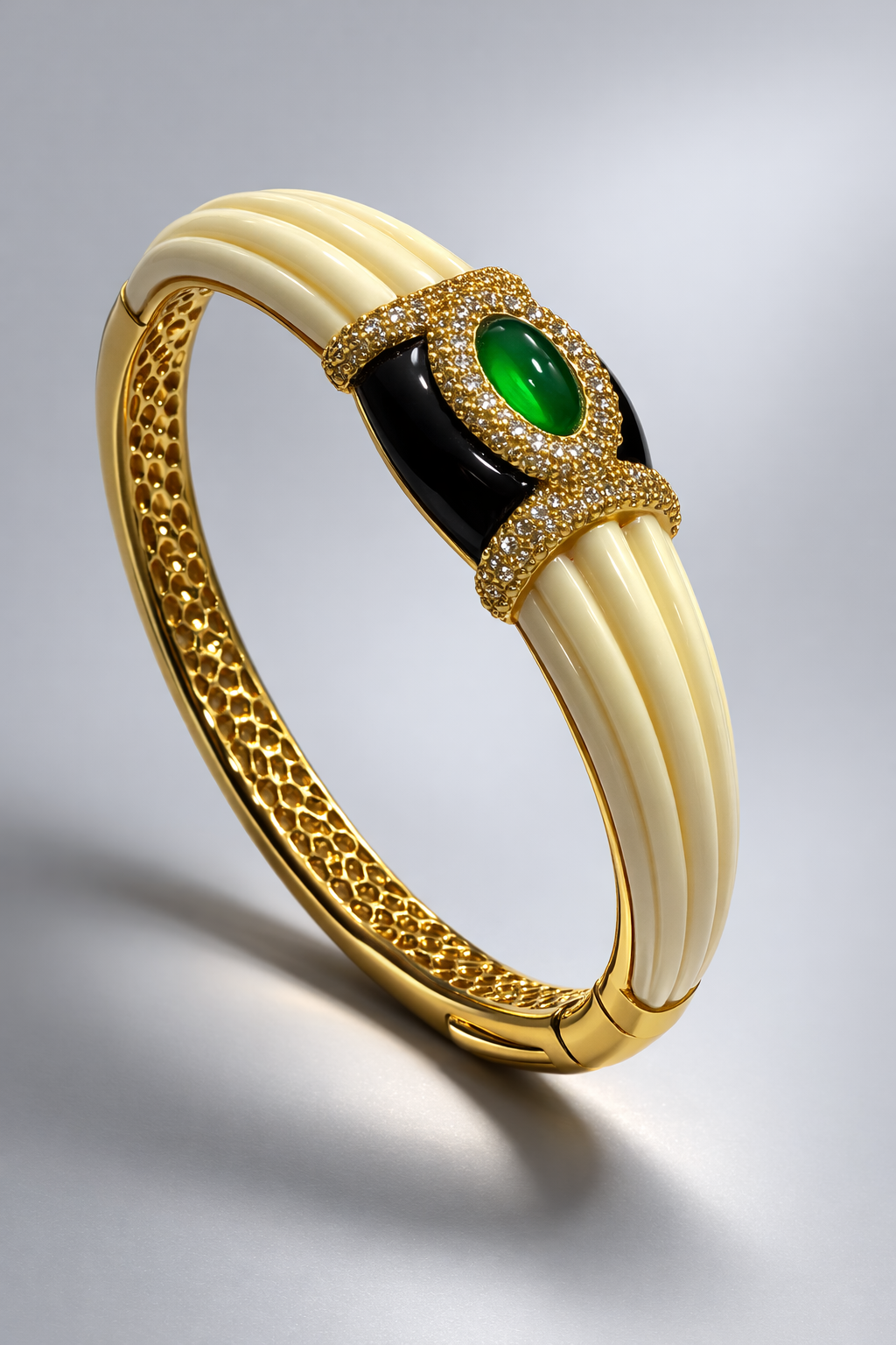 Emerald With Balck And Ivory Bangle Bangles