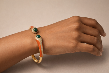 Coral With Emerald Bangle Bangles