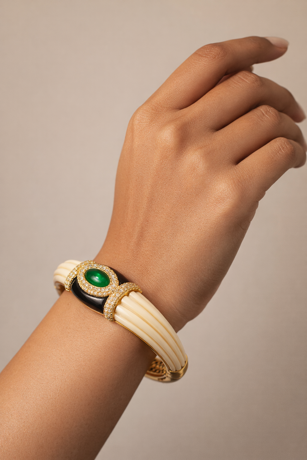 Emerald With Balck And Ivory Bangle Bangles