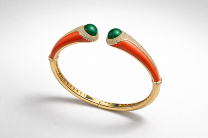 Coral With Emerald Bangle Bangles