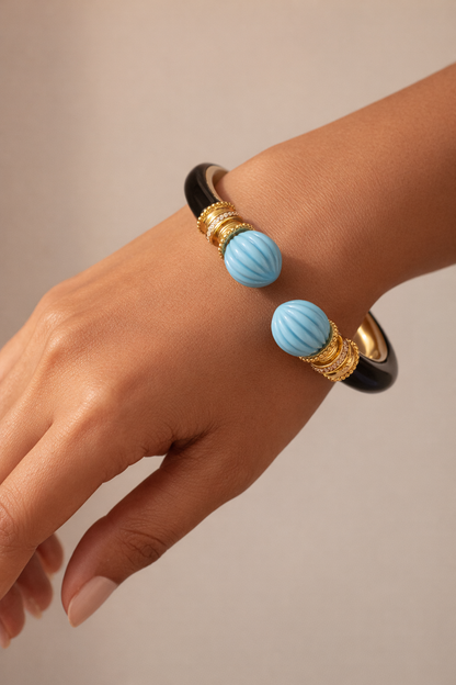 Feroza With Black Enamel Bangle Bangles