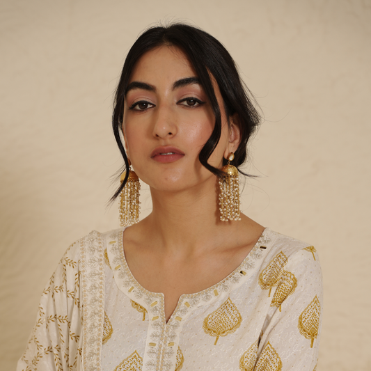 Polki Hanging Chain Jhumki