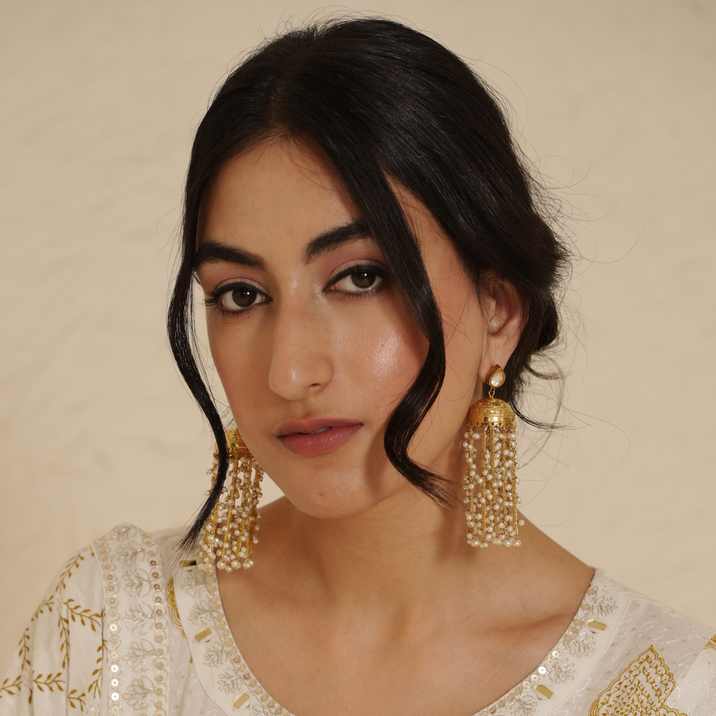 Polki Hanging Chain Jhumki