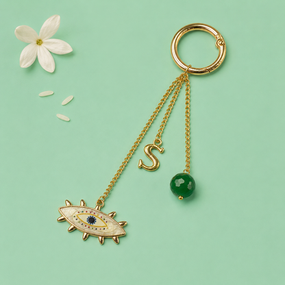 Initial evil eye loomba/ Bag Charm