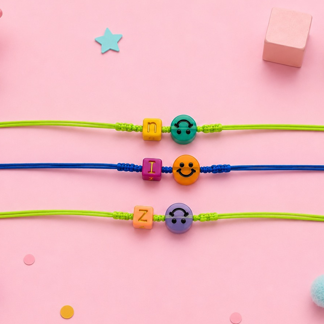 Smiley Glow in the Dark Rakhi with Initial