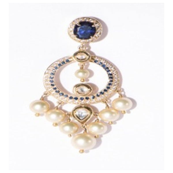 Blue topaz with pearls chand bali