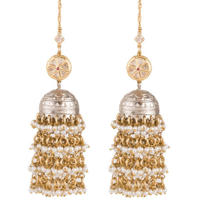 Audrey Silver Pearl Jhumkis