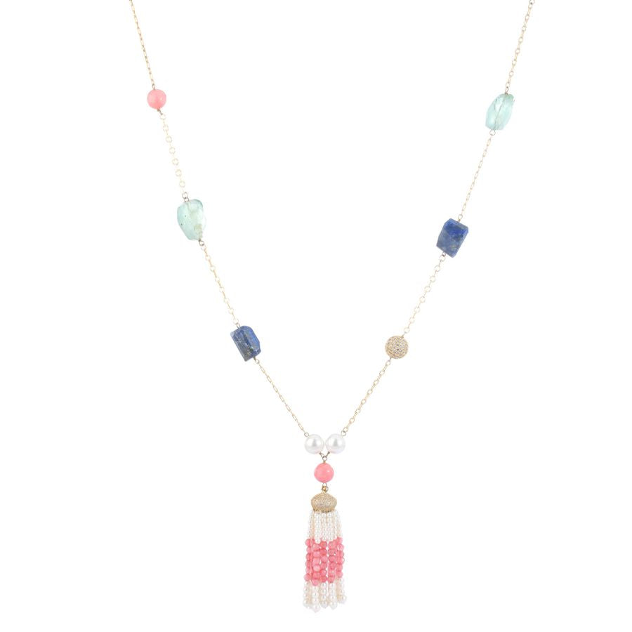Rapunzel Pastels and Pearls, Tassel Necklace